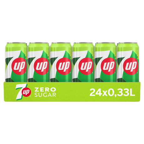 Seven up zero sugar sleek blik (24x 33 cl)