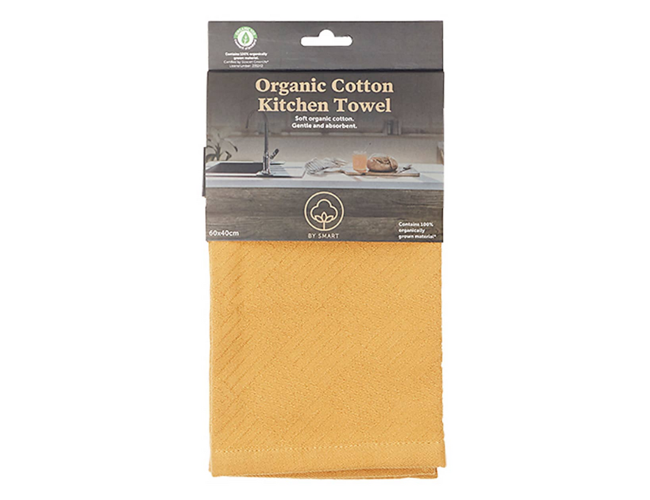 Elegantes Geschirrtuch – 60 x 40 – Senf – Bio-Baumwolle