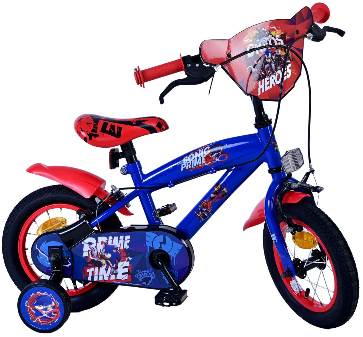 Sonic Prime Prime Prime Children's Bike Boys 12 Inch Blue Red Two Hand Brakes