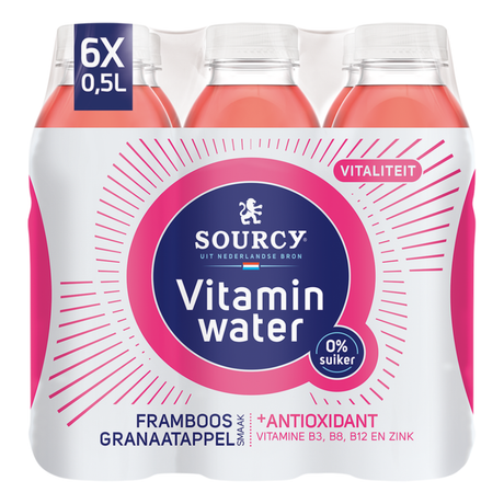 Sourcy Vitaminwasser Himbeer-Granatapfel (6x 50cl)