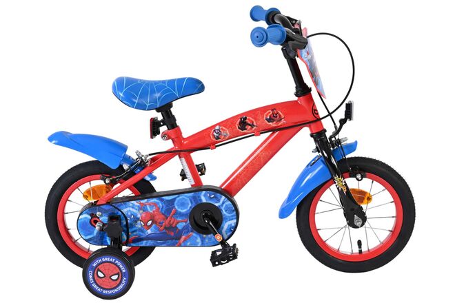 Spiderman Spider-Man Kinderfahrrad – Jungen – 12 Zoll – Blau Rot – Zwei Handbremsen