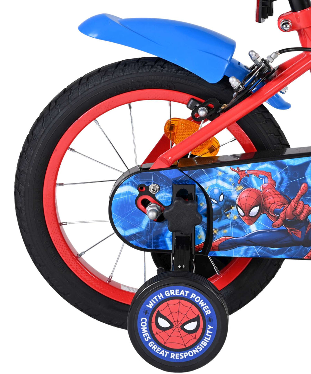 Spiderman Spider-Man Kinderfahrrad – Jungen – 14 Zoll – Blau Rot – Zwei Handbremsen