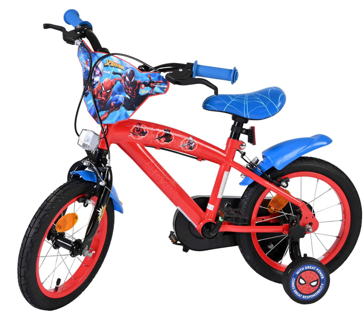 Spiderman Spider-Man Kinderfahrrad – Jungen – 14 Zoll – Blau Rot – Zwei Handbremsen