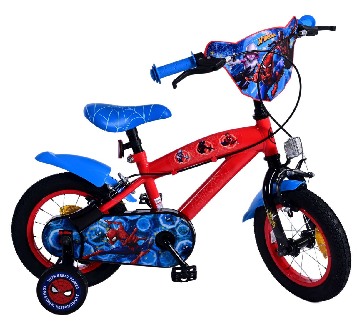 Spiderman Ultimate Spider-Mann Kanner Bike Boys 12 Zoll bloe rout zwou Hand Bremsen