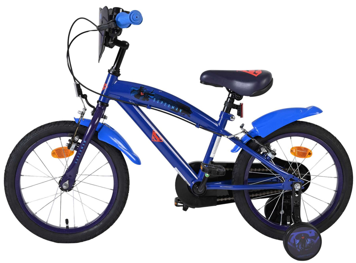 Superman Kinderfahrrad – Jungen – 16 Zoll – Blau – zwei Handbremsen