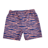 Lebendige Streifen | Blau-orangefarbene UV-Schwimmboxershorts für Jungen