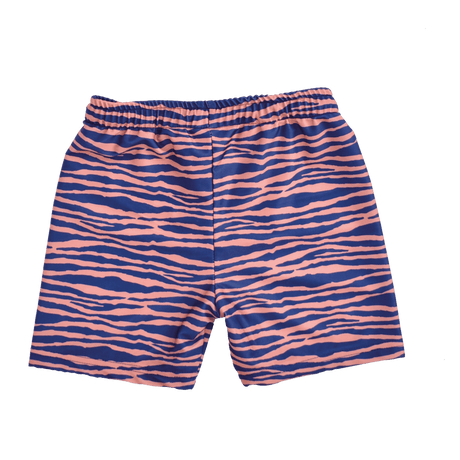 Lebendige Streifen | Blau-orangefarbene UV-Schwimmboxershorts für Jungen