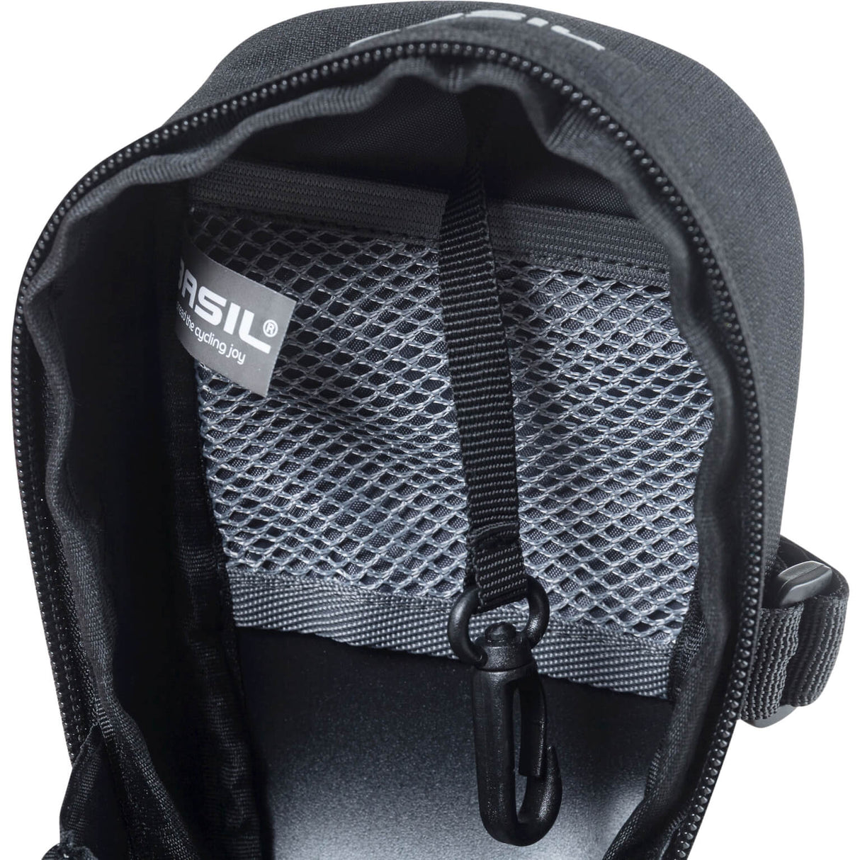 Basil Mada Saddle Bag compact, noir, 1L, velcro, accessoire de vélo