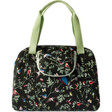 Basil Wanderlust Carry All Bag Black Bicycle Hand Bag With Colorful Bird Print