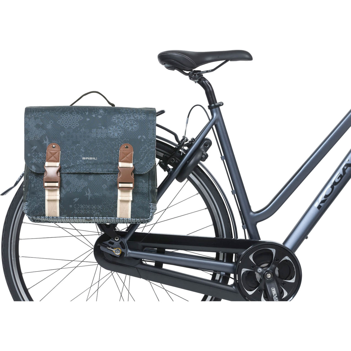 Basil Bohème Double bicycle bag green, water-repellent, 35L, MIK system