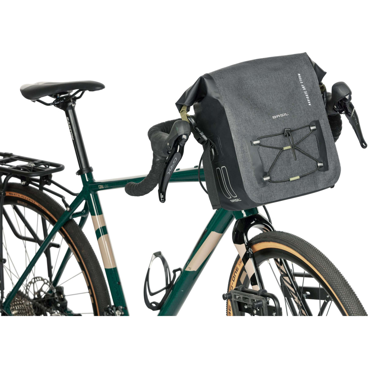 Basilikum Navigator Storm -Lenkerbeutel - Sportiger Fahrrad -Lenkerbeutel, wasserdicht, schwarz