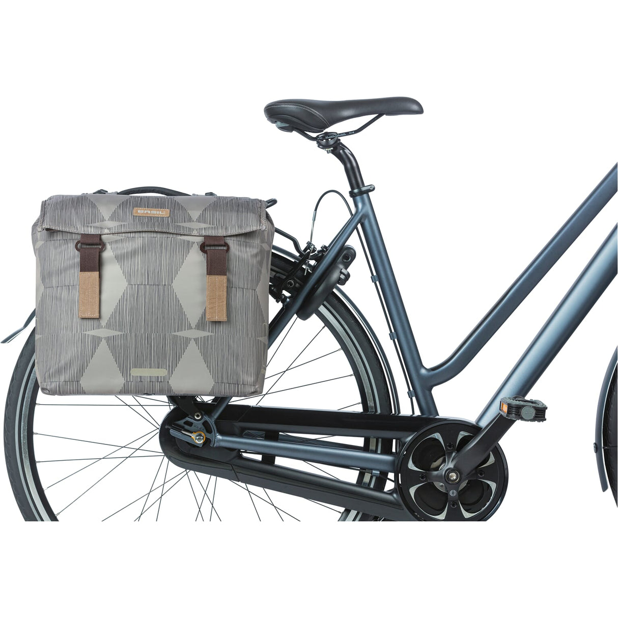 Borsa per biciclette a doppia bicicletta di eleganza di basilico, animale domestico riciclato, cesoie d'acqua, mik, nero, 40-49L