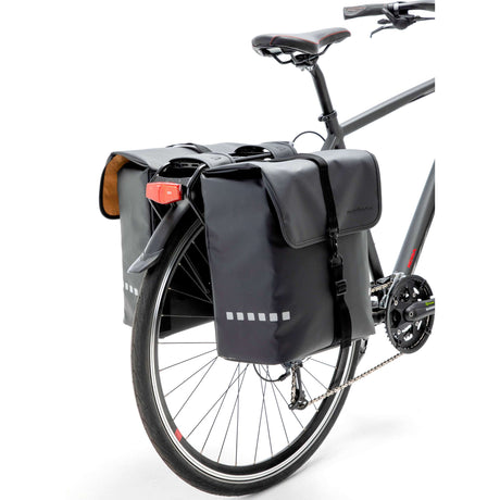 Neues Looxs -Fahrradbeutel Odense - Doppel, Schwarz, Wasserrepellent, Reflexion, geeignet für Elektrofahrräder