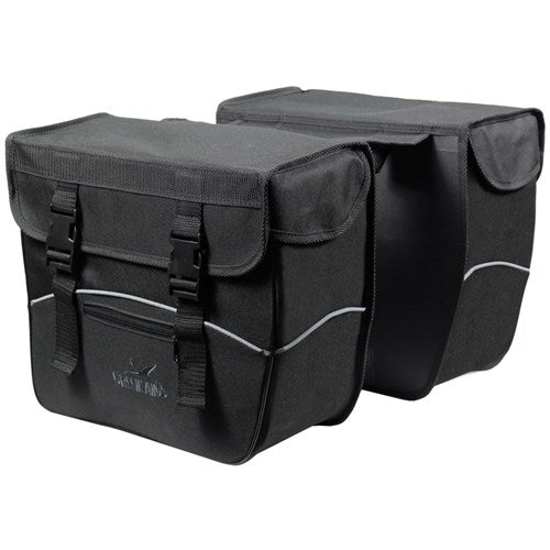 Grönlandsack Doppelschwarzschwarz. Abmessungen 35x31x16 (x2) cm. EXCORRENT Sides, 34L