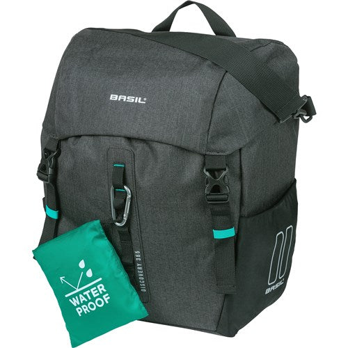 Basilikum Discovery 365d Single Bicycle Bag L - Sporty, leichte Single -Fahrradbeutel - 20 l - schwarzer Nahkampf