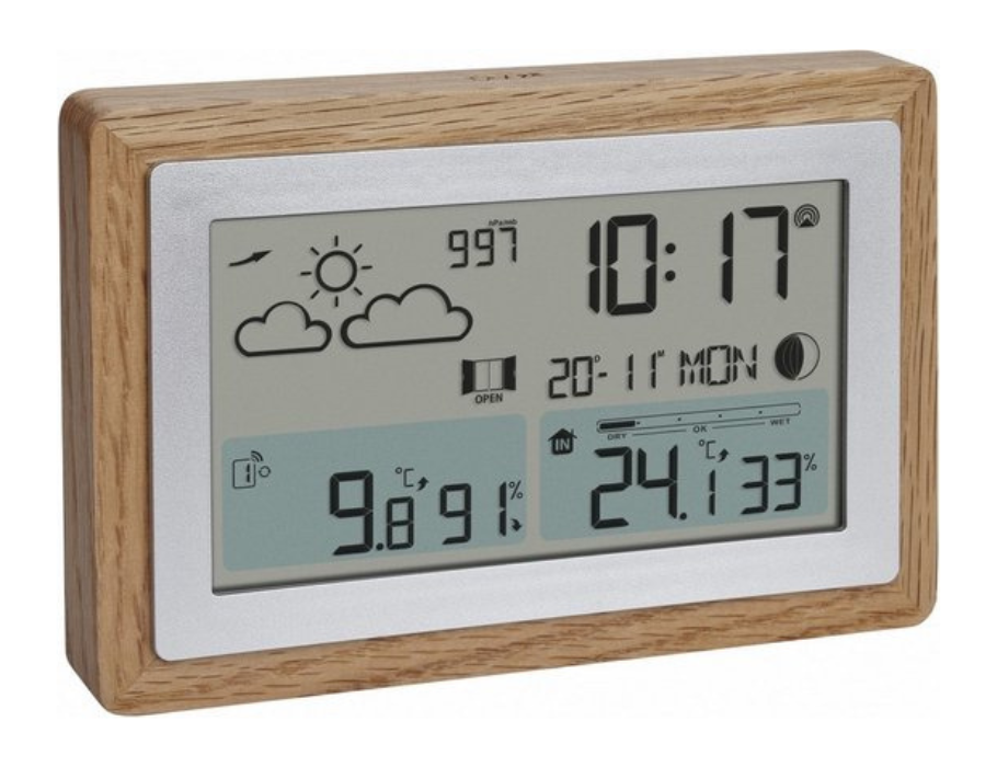 Tfa-Wetterstation – kabellos – Eichenholzrahmen