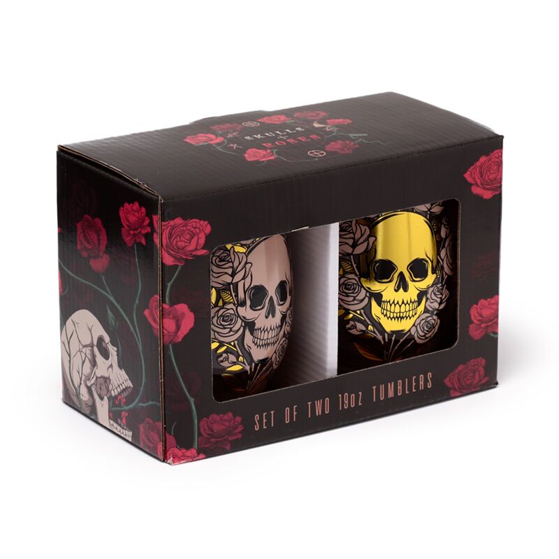 2 Trinkgläser - Totenkopfrosen