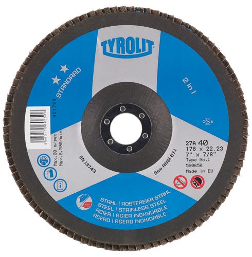 Tyrolit Fächerschleifscheibe 125mm ZA40 mit Standard Edelstahl | 10 Stück