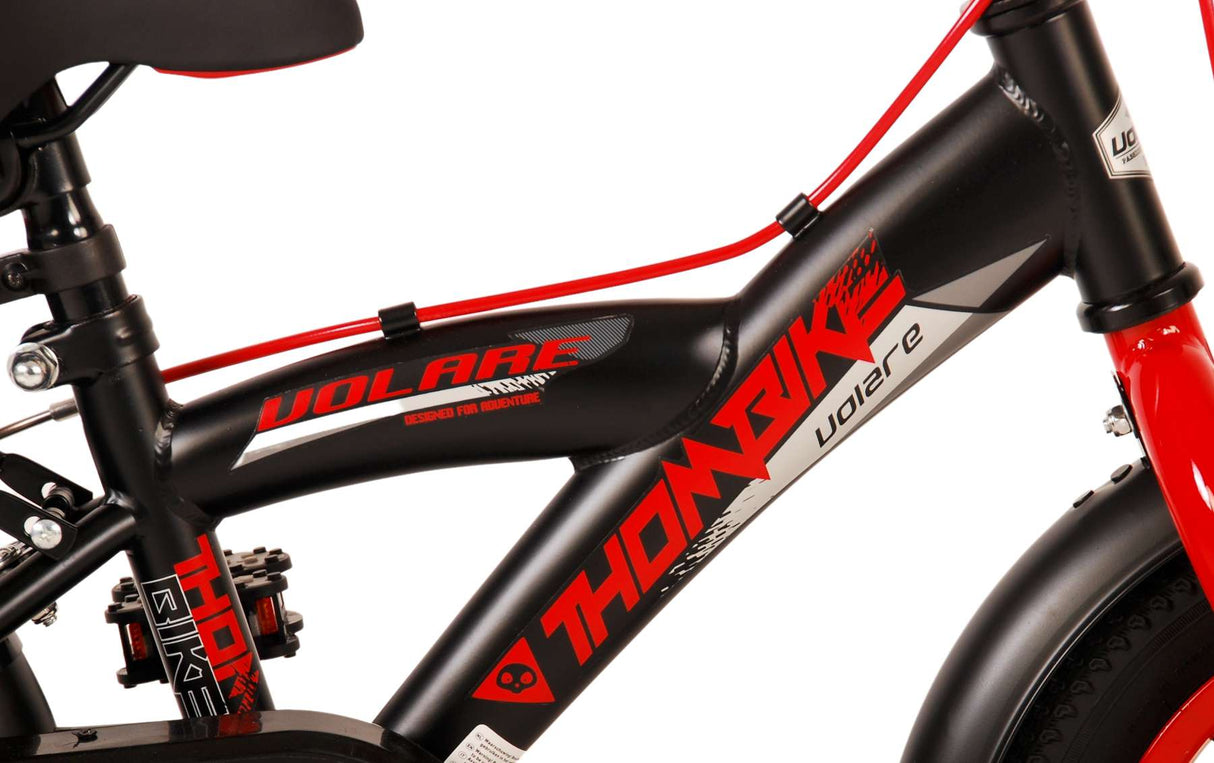 Volare Thombike Kinderbike Jungen 12 Zoll schwarz rote zwei Handbremsen