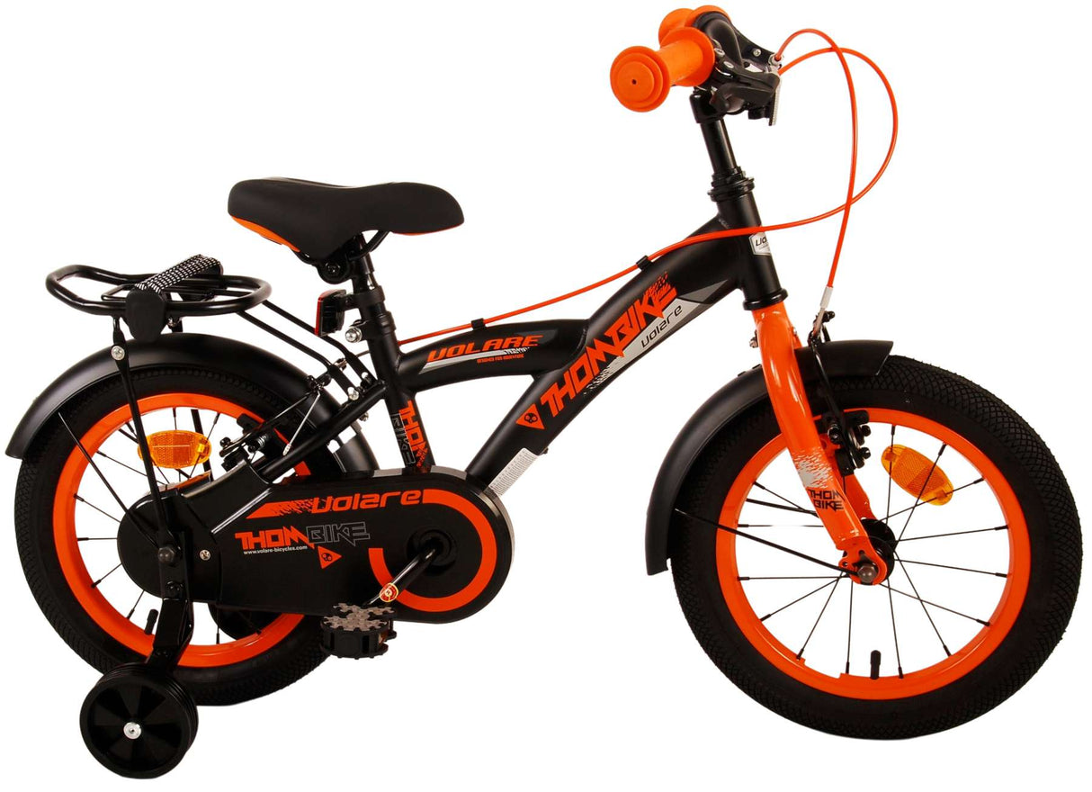 Volare Thombike Children's Bike Boys 14 inch Black Orange Two Hand brakes