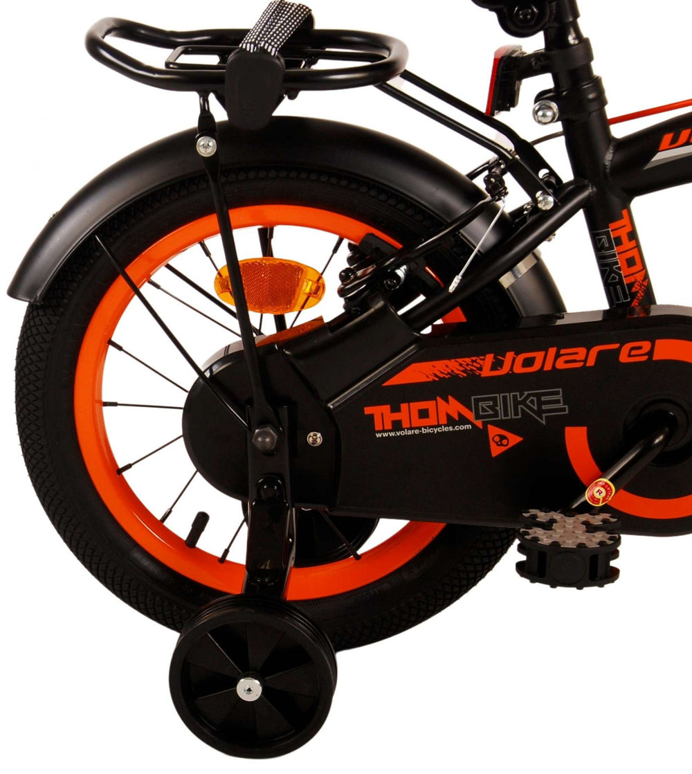 Volare Thombike Children's Bike Boys 14 Zoll schwarz orange zwei Handbremsen