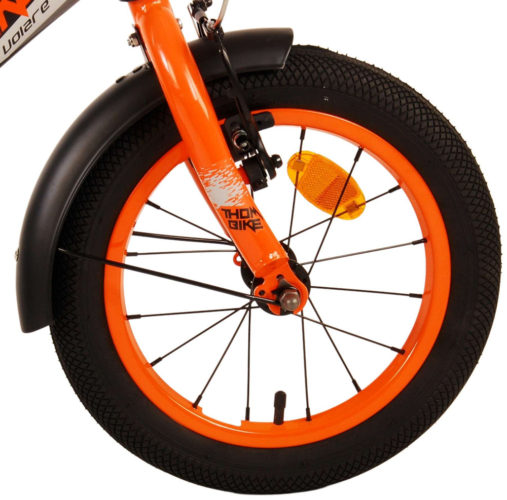 Volare Thombike Children's Bike Boys 14 Zoll schwarz orange zwei Handbremsen