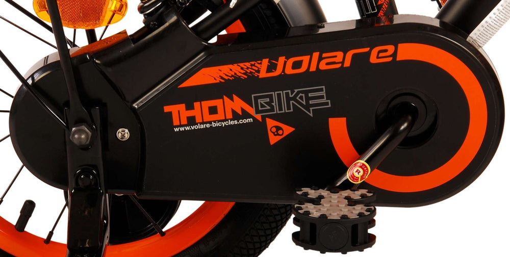 Volare Thombike Children's Bike Boys 14 Zoll schwarz orange zwei Handbremsen