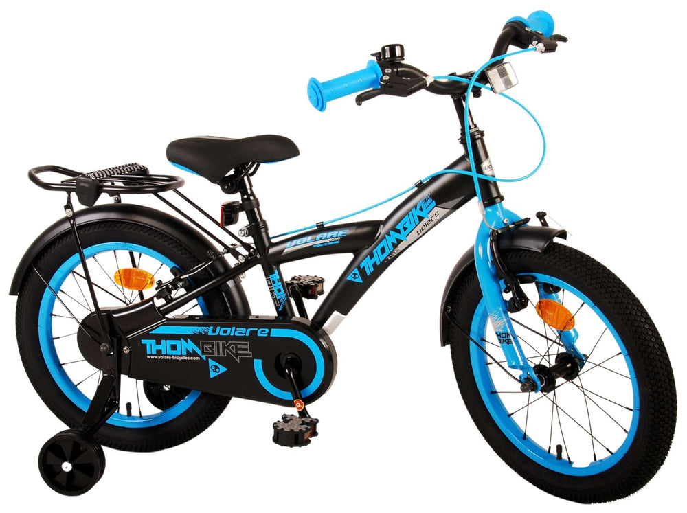 Volare Thombike Kinderfahrrad – Jungen – 16 Zoll – Schwarz Blau – Zwei Handbremsen
