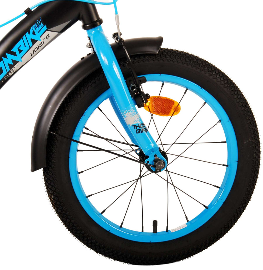 Volare Thombike Kinderfahrrad – Jungen – 16 Zoll – Schwarz Blau – Zwei Handbremsen