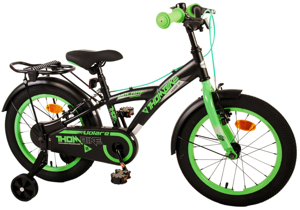 Volare Thombike Children's Bike - Drenge - 16 tommer - Black Green - To håndbremser