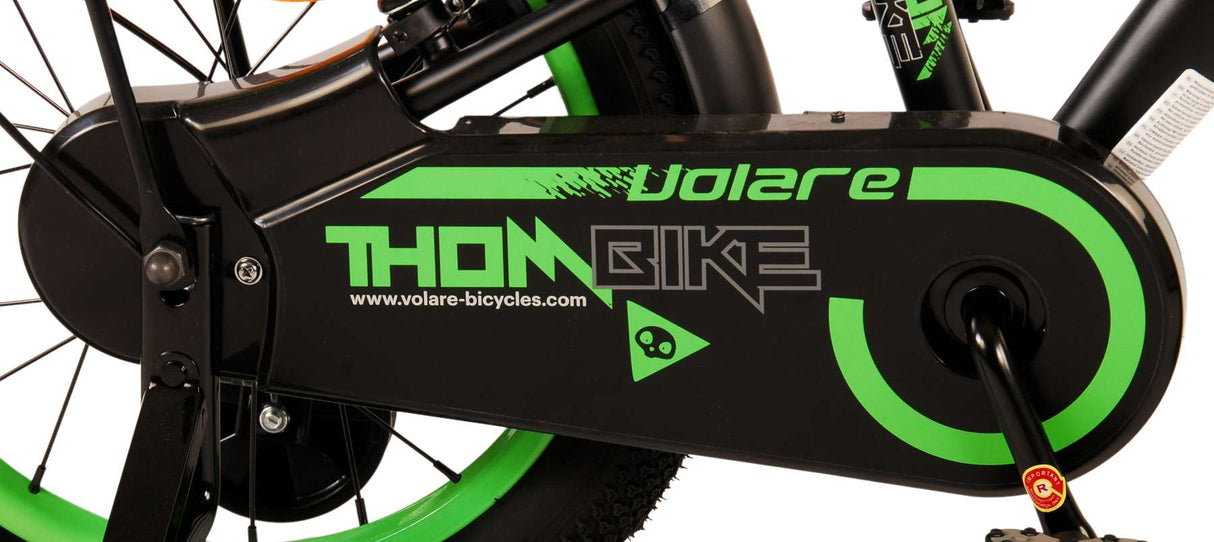 Volare Thombike Children's Bike - Drenge - 16 tommer - Black Green - To håndbremser