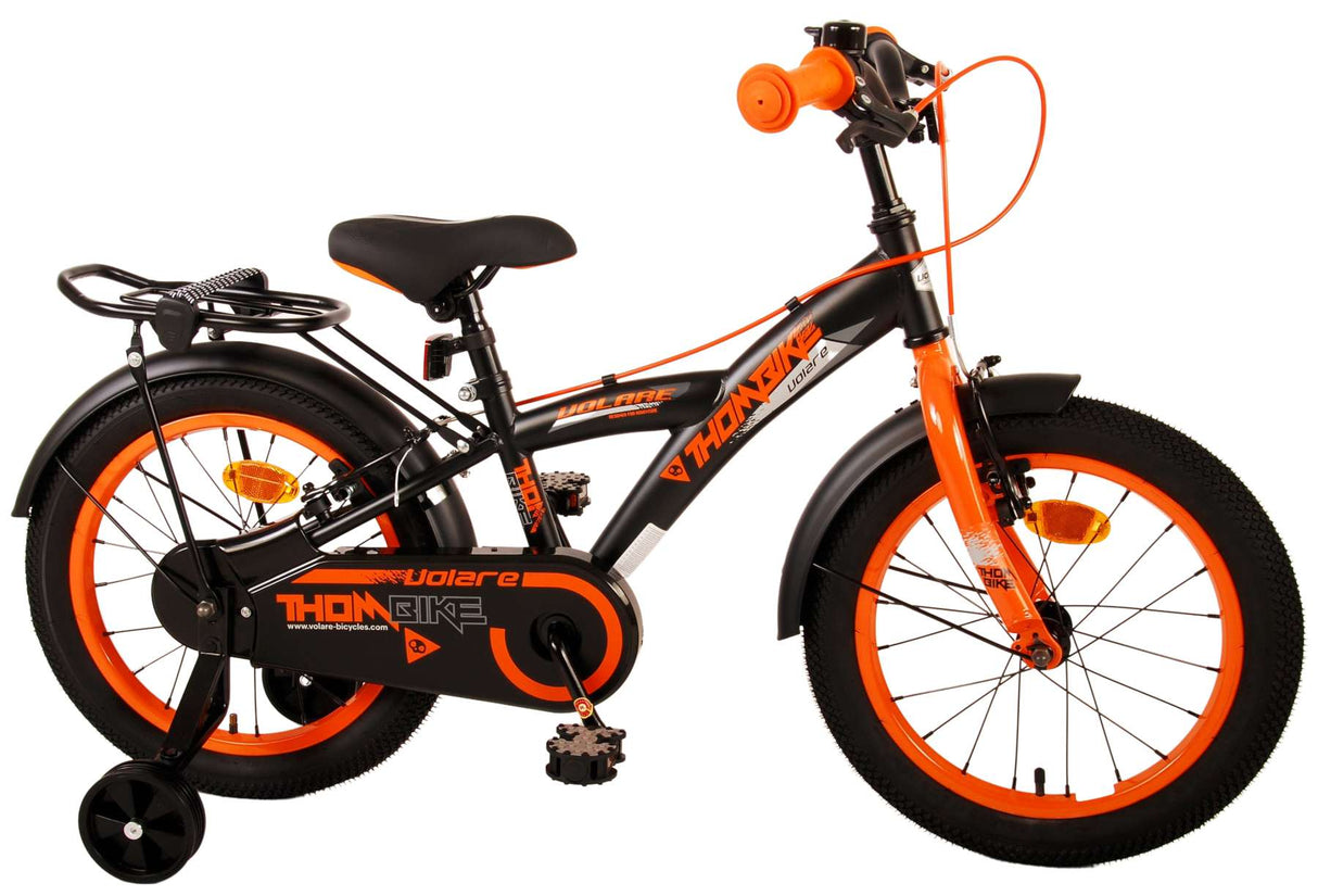 Volore Thombike Kanner Bike Jongen 16 Zoll schwaarz orange zwou Hand Bremsen