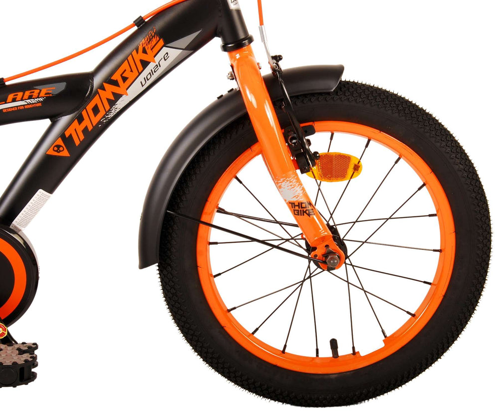 Volare Thombike Children's Bike Boys 16 Zoll schwarz orange zwei Handbremsen
