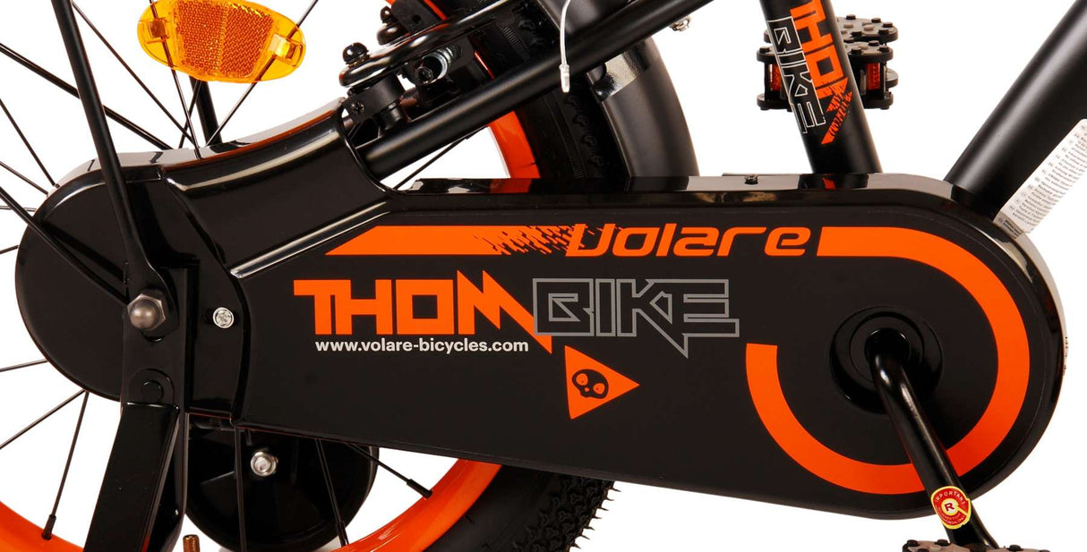 Volare Thombike Children's Bike Boys 16 Zoll schwarz orange zwei Handbremsen
