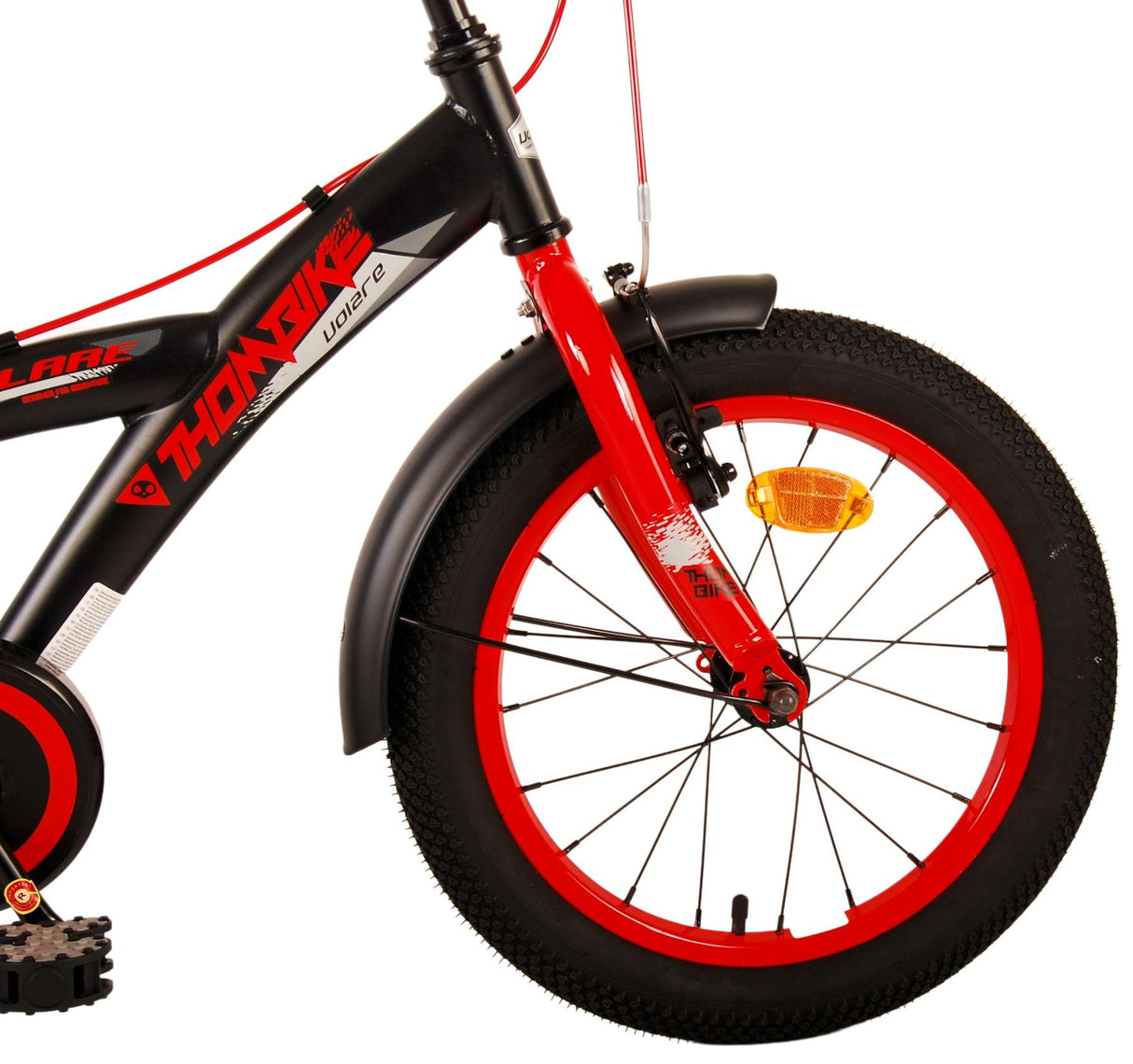 Volare Thombike Bike Children Bike Boys de 16 pulgadas Rojo Negro Dos frenos de manos