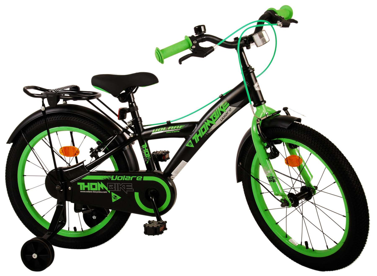 Volare Thombike Children's Bike Boys 18 Inch Black Green Two Hand Brakes