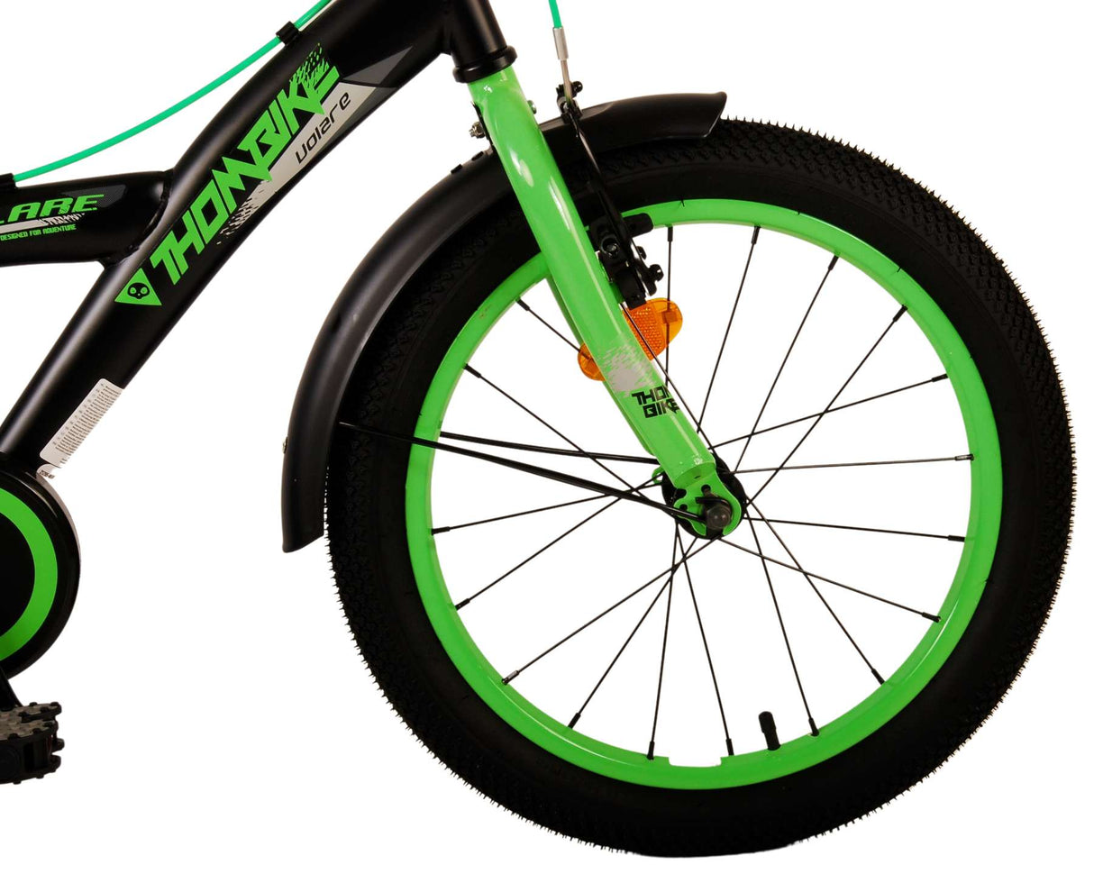 Volare Thombike Children's Bike Boys 18 Inch Black Green Two Hand Brakes