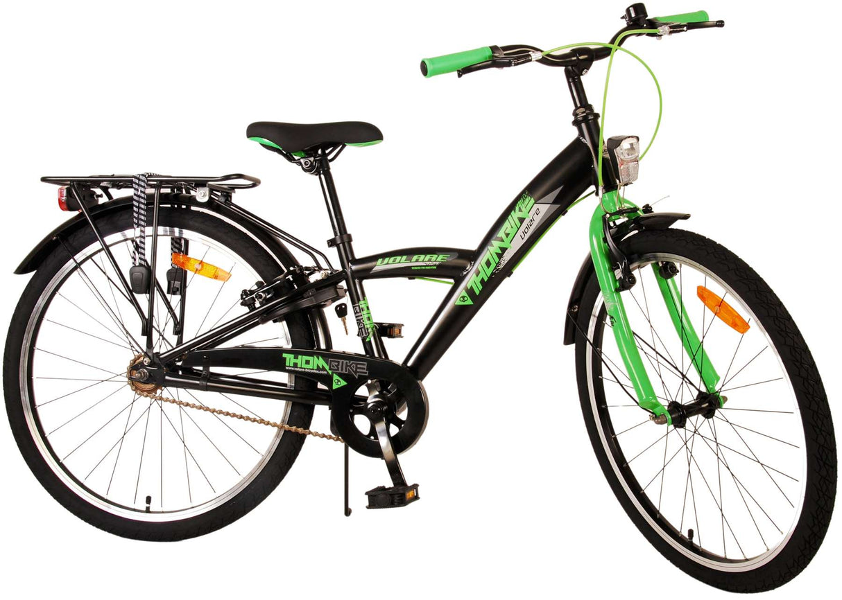 Volare Thombike Children's Bike Boys 24 tum Black Green Two Hand Brakes