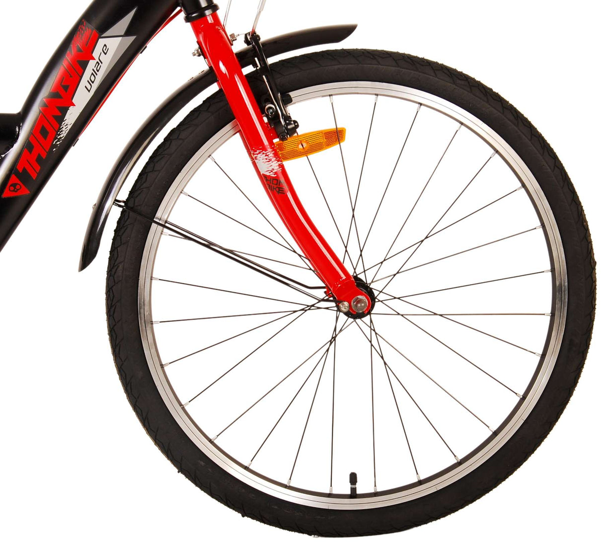 Volare Thombike Kinderfahrrad – Jungen – 24 Zoll – Schwarz Rot – Zwei Handbremsen