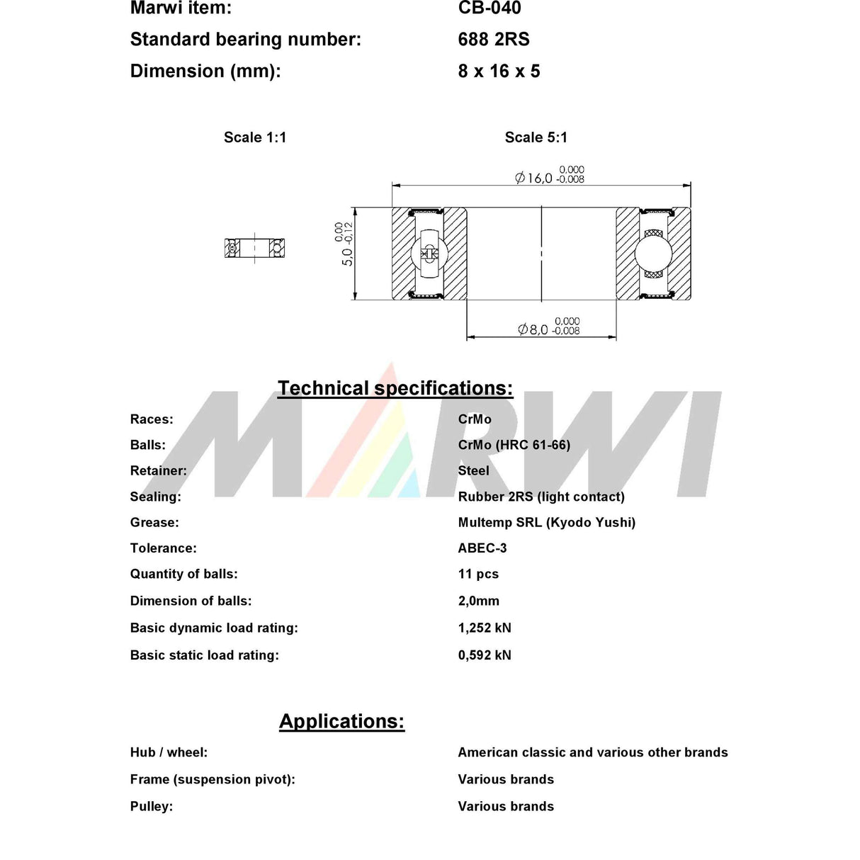 Union Kugellager Kugellager CB-040 8x16x5