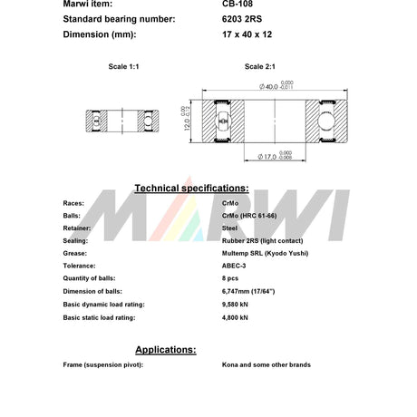 Union Kugellager Kugellager CB-108 17x40x12