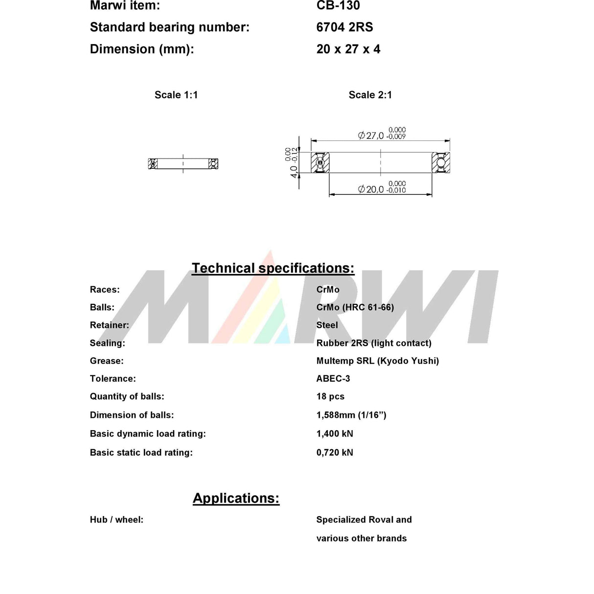 Union Kugellager Kugellager CB-130 20x27x4