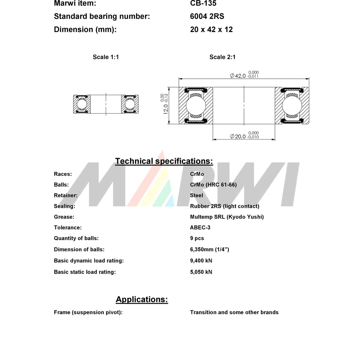 Union Kugellager Kugellager CB-135 20x42x12