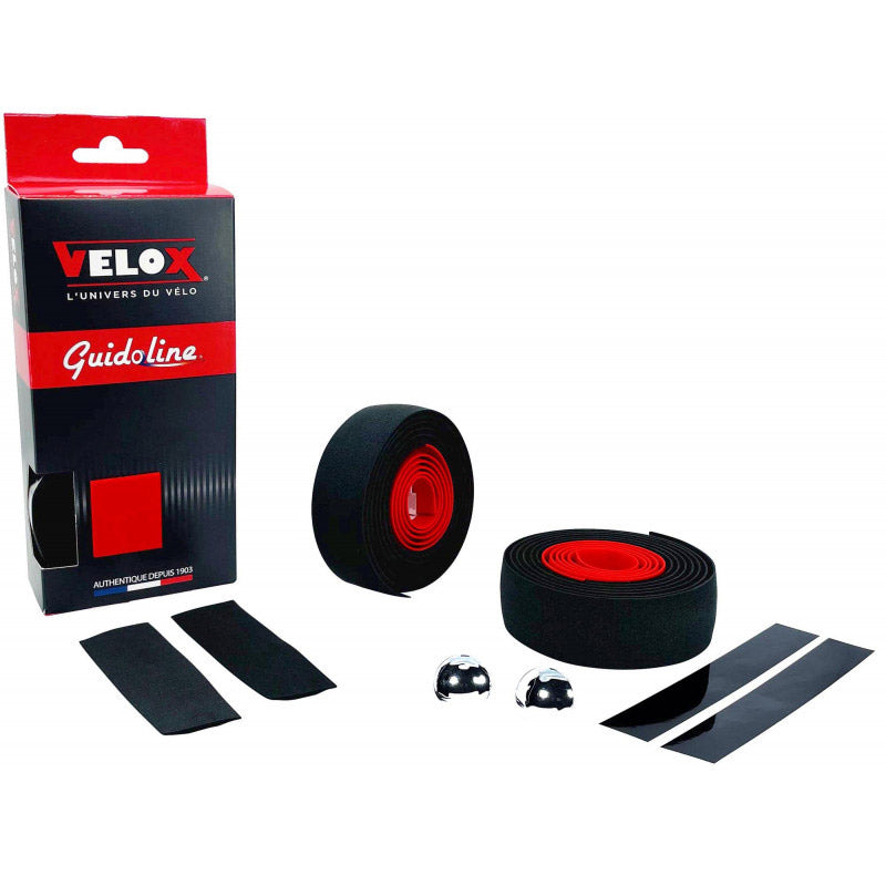 Velox stuurtape maxi cork bicolor zwart rood (2st)