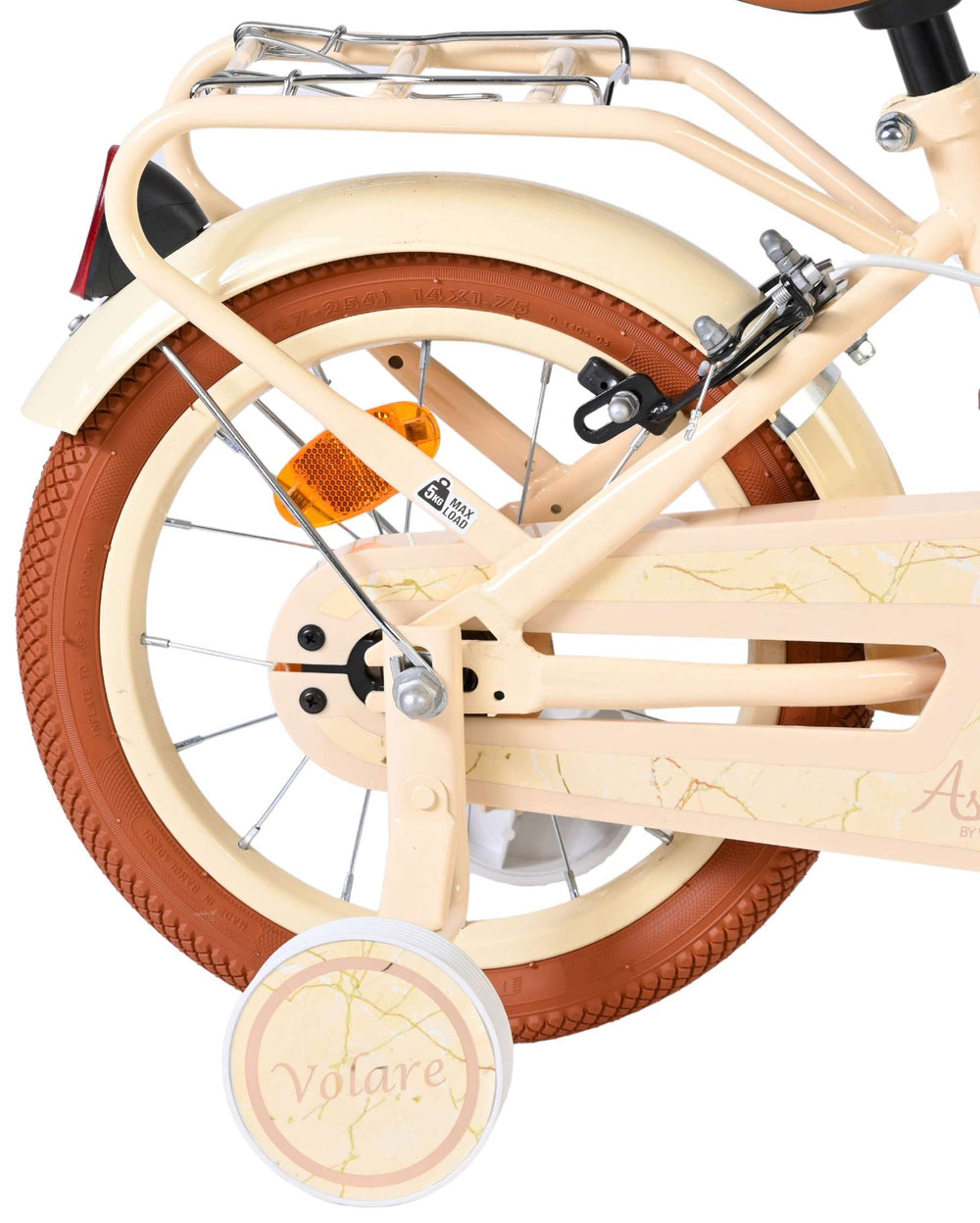 Volare Ashley Kinderfahrrad – Mädchen – 14 Zoll – Creme – zwei Handbremsen