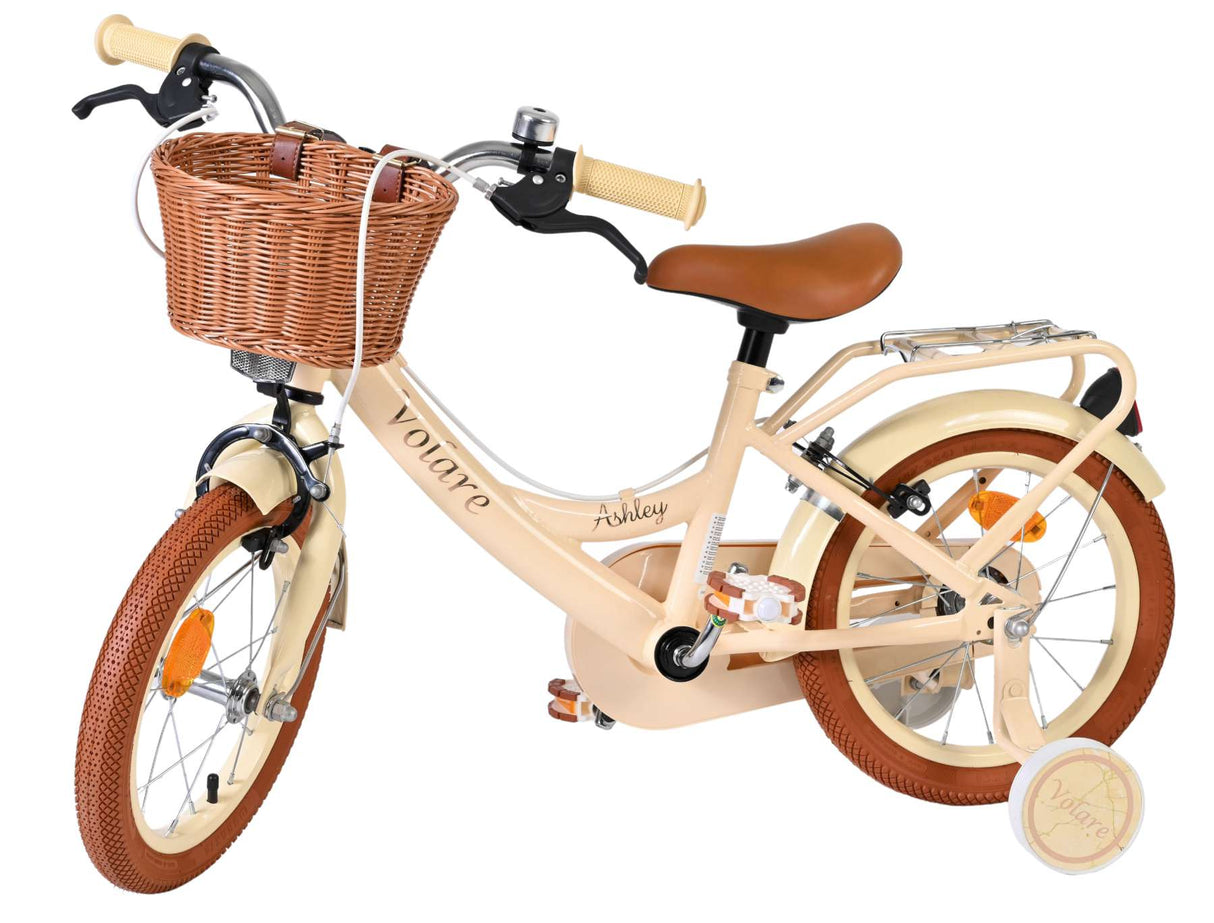 Volare Ashley Kinderfahrrad – Mädchen – 14 Zoll – Creme – zwei Handbremsen