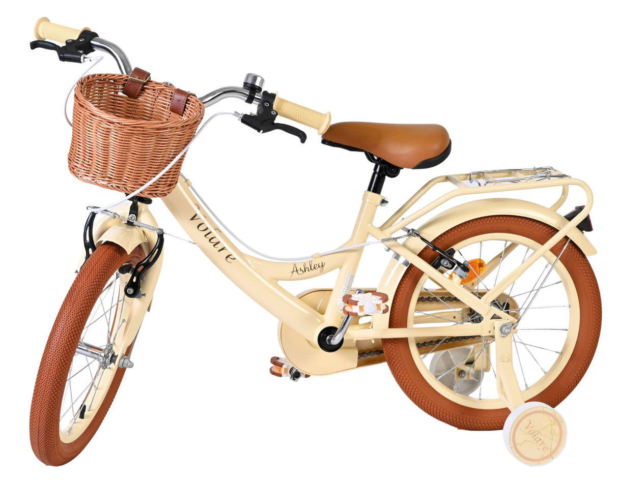 Volare Ashley Kinderfahrrad – Mädchen – 16 Zoll – Creme – zwei Handbremsen