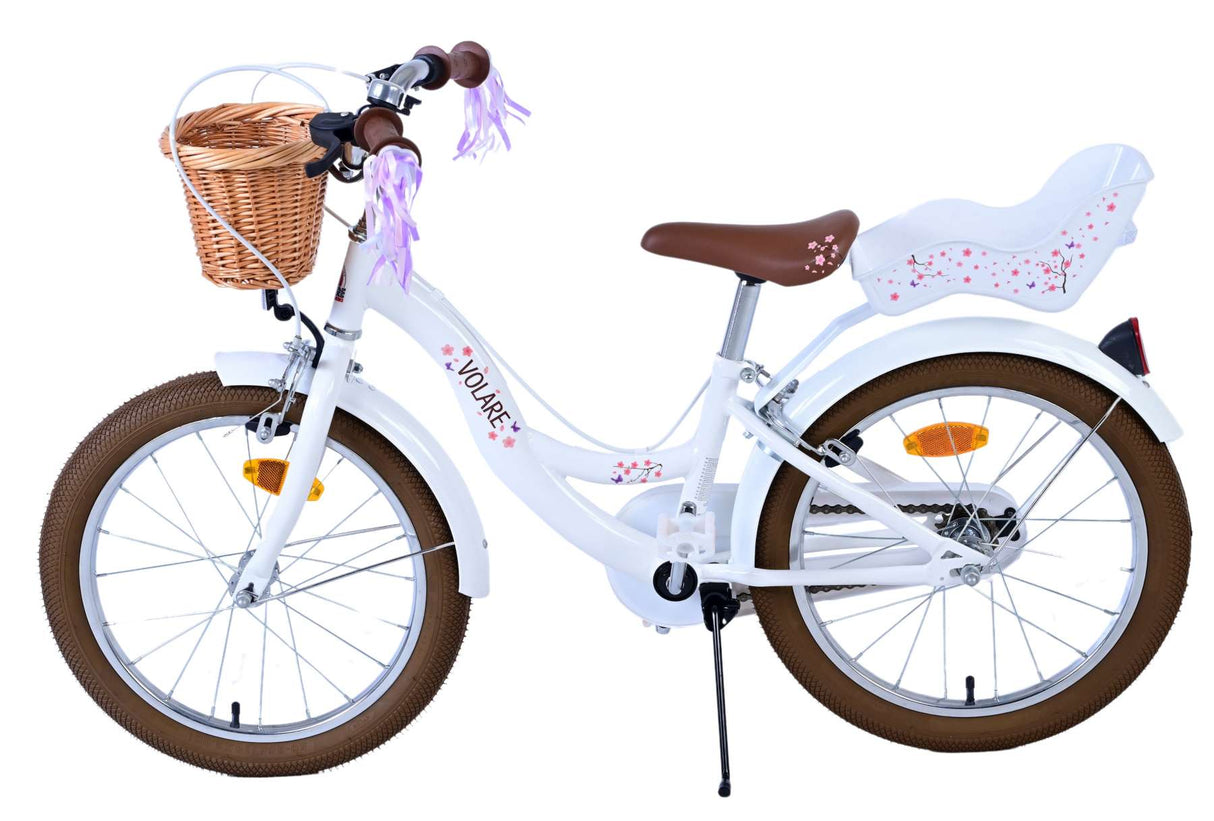 Volare blossom kinderfiets - meisjes - 18 inch - wit - twee handremmen