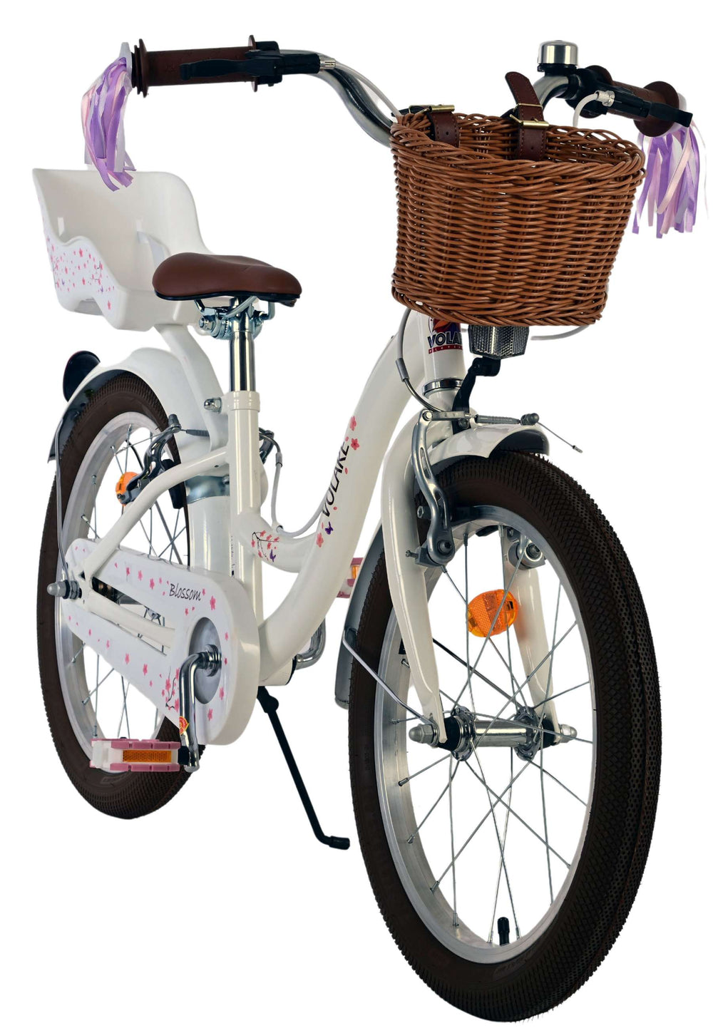 Volare Blossom Kinderfahrrad – Mädchen – 18 Zoll – weiß – zwei Handbremsen