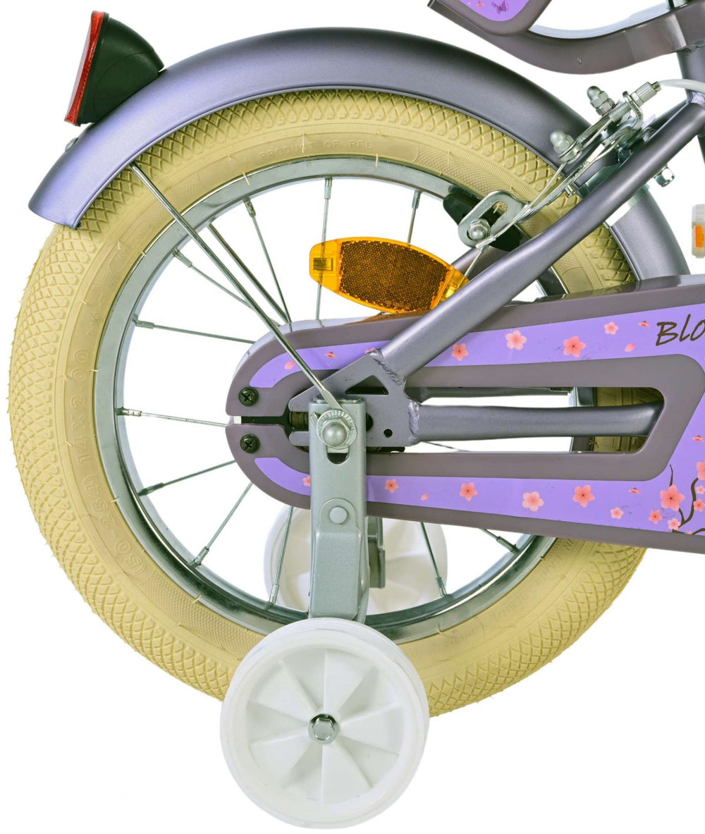 Volare Blossom Kinderfahrrad – Mädchen – 14 Zoll – Lila – zwei Handbremsen